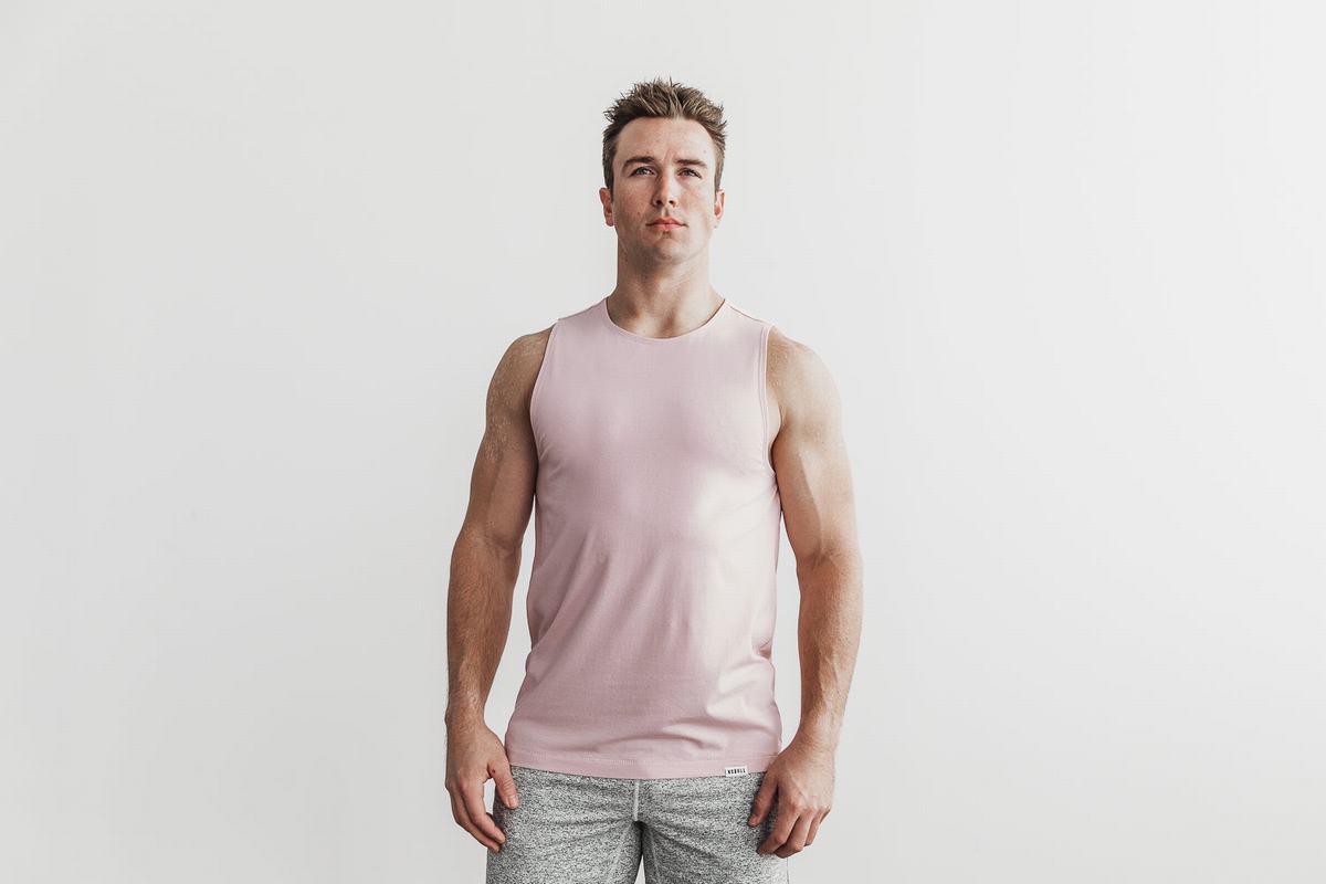 Nobull Lightweight Men\'s Tank Tops Rose | Australia (LY7301)